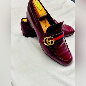 Men’s Burgundy Gucci slip on loafers size 10 1/2